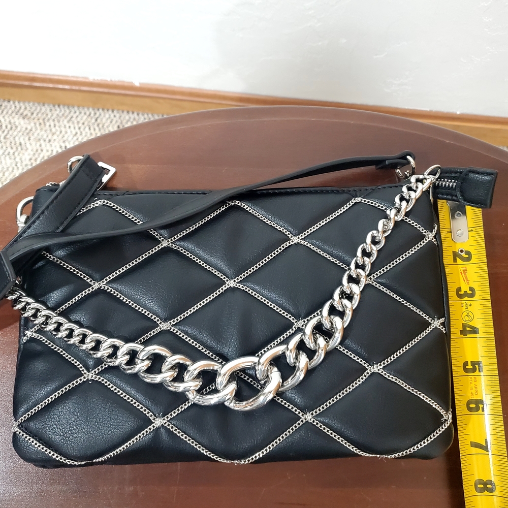 Black Quilted Chain Accent Small Bag